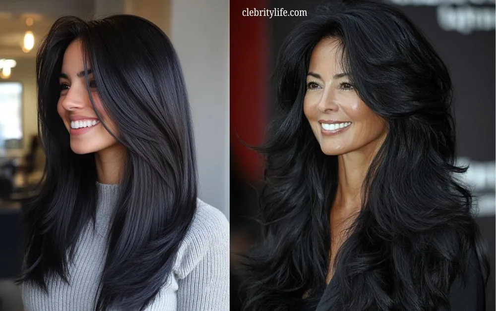 10 Stunning Black Hair Ideas for Stylish Everyday Looks 6 Two Long Wavy Layers back hair ideas