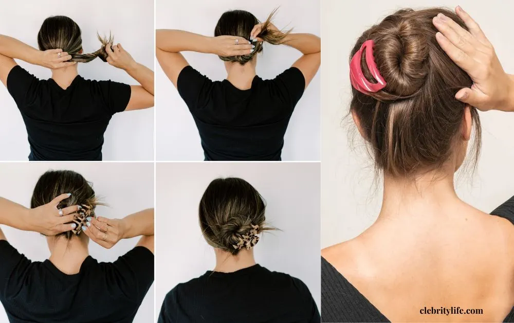 Elegant & Easy Claw Clip Hairstyles for Every Hair Type 5 Two Low Twisted Bun with Claw Clip Styles