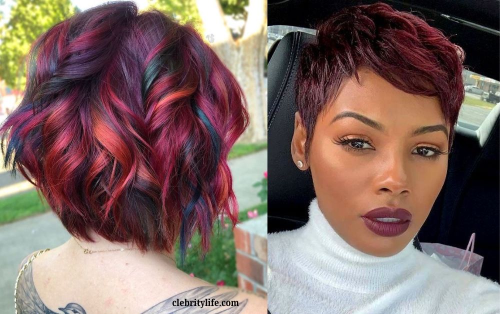 Gorgeous Burgundy Hair Color Ideas for Every Hair Type 11 Two Short Burgundy Hair Styles