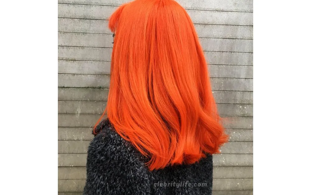 Bright Tangerine Full-Head Look with orange hair look