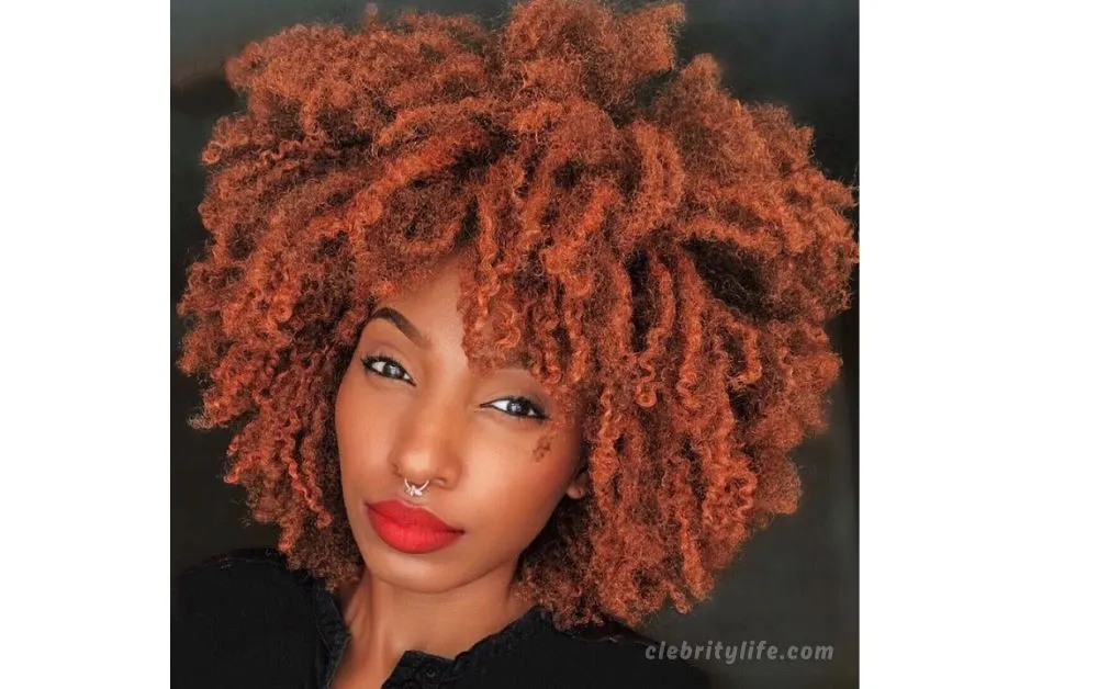 Neon Orange Curly Afro look Hair