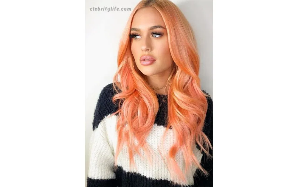 Peach-Orange Straight Hair look