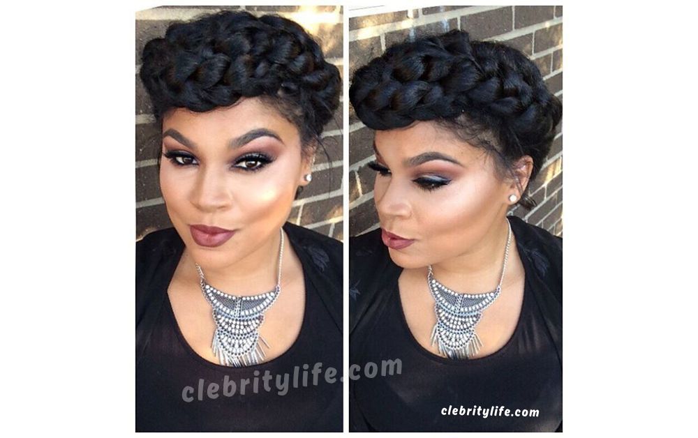 10 Elegant Natural Hair Updo Styles for Black Women 3 Twisted Crown Updo for Black Women look